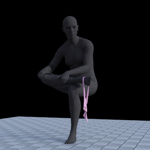 Picture showing a take off 3D Briefs hanging on a models foot