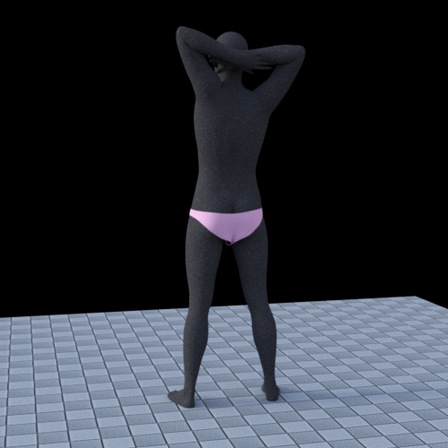 Picture shows a slipped 3D Briefs simulated with the XP Body object